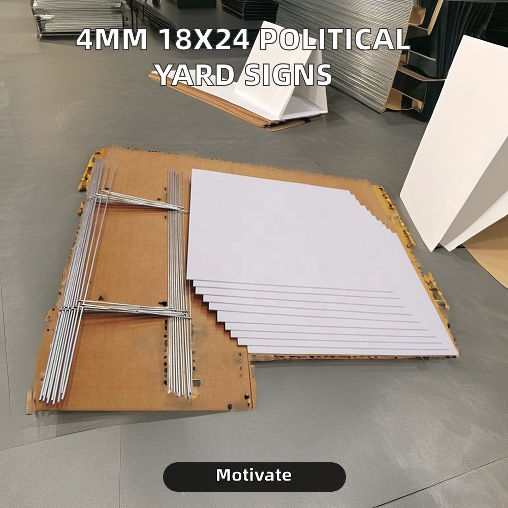 18x24 Corrugated Plastic Yard Signs for Election Campaign 4mm Lawn Signs with H-Stakes Made of PP Material