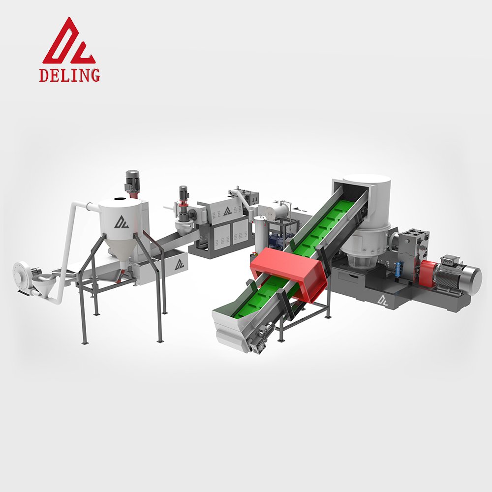 PP PE Soft Film HDPE Rigid Plastic Flakes Recycling Two Stage Granulating Pelletizing Line