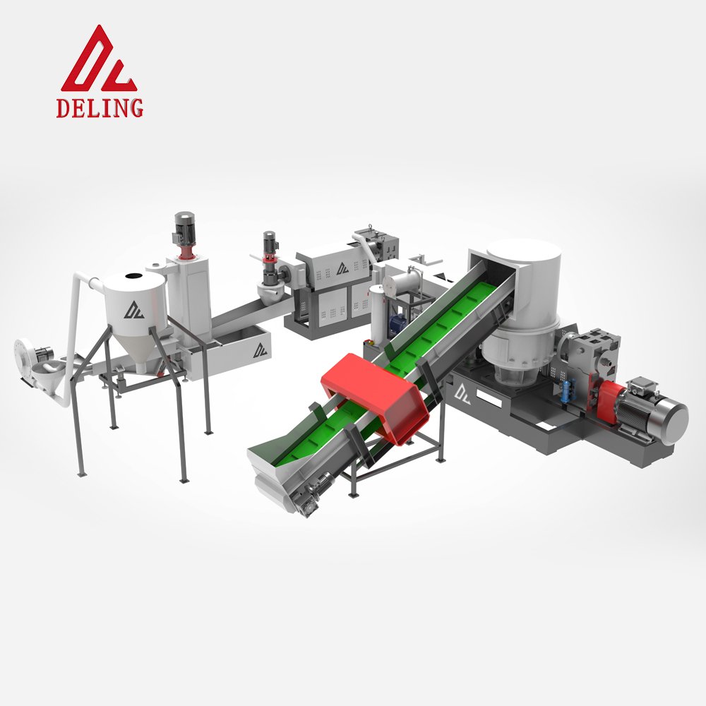 PP PE Soft Film HDPE Rigid Plastic Flakes Recycling Two Stage Granulating Pelletizing Line