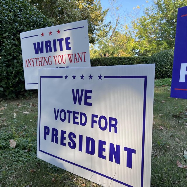 Sinocoroplast Outdoor White Coroplast 4mm election campaign political corrugated plastic yard lawn signs with H-stakes