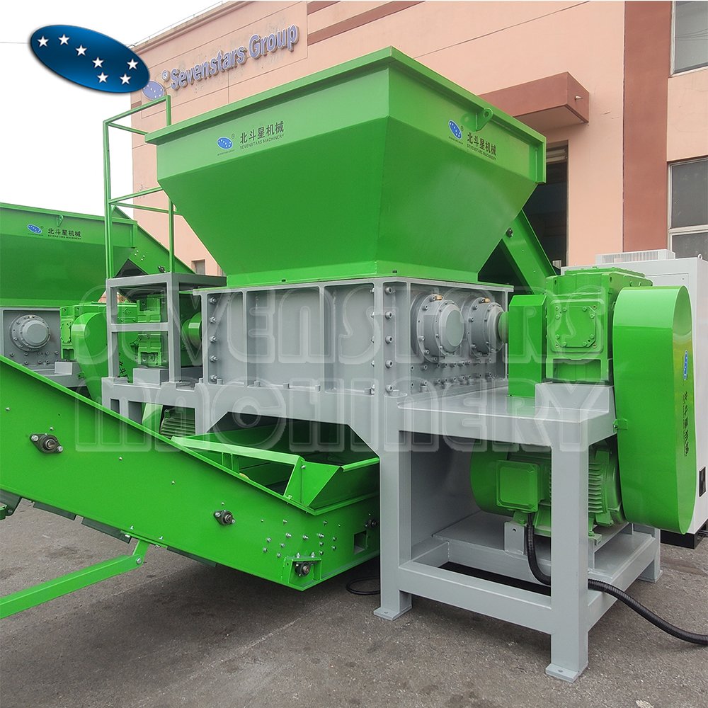 Plastic PP bags shredder machine / PP raffia rope double shaft shredder machine