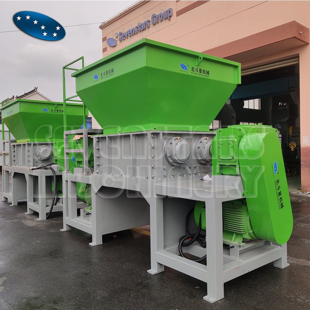 Plastic PP bags shredder machine / PP raffia rope double shaft shredder machine