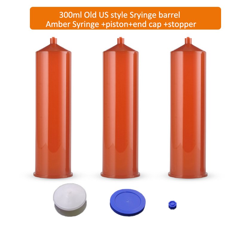 USA 300ml syringe barrels anti cold uv cartridges for adhesive presission automatic glue dispenser machine AMBER