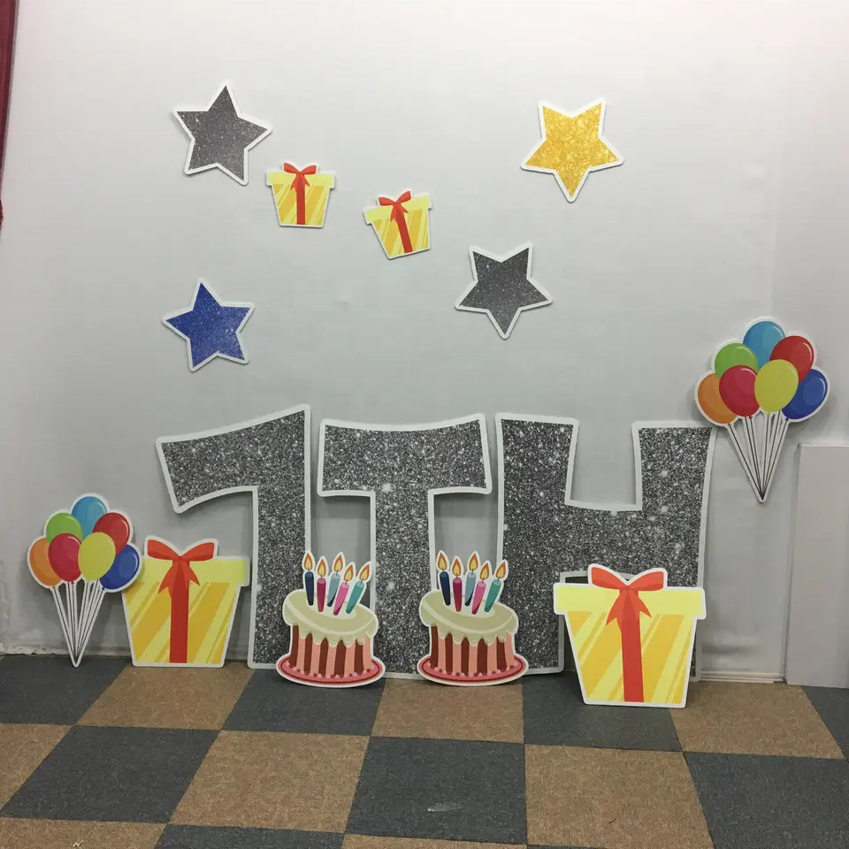 Happy Birthday Custom Printed Corrugated Plastic Lawn christmas Letters Holiday advertising outdoor Yard Signs with H-stakes
