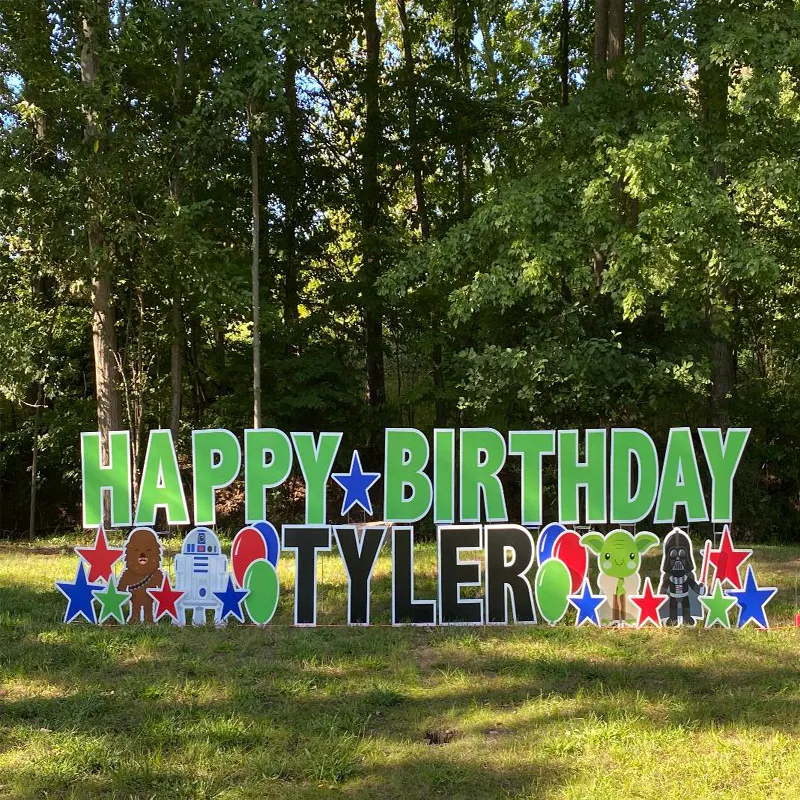 Happy Birthday Custom Printed Corrugated Plastic Lawn christmas Letters Holiday advertising outdoor Yard Signs with H-stakes