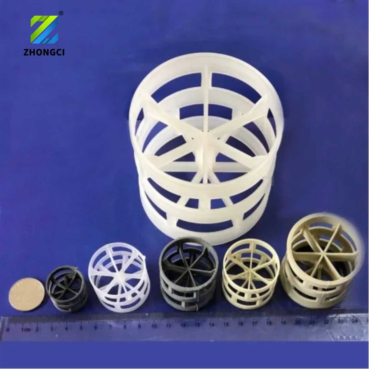 Factory Price Different design PP PVC PPH CPVC PVDF Hiflow ring Plastic Pall Ring for Random Packing in scrubbing tower
