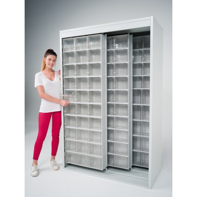Crystal Box Metal Rack units with modular drawer units resistant to aggressive chemicals and suitable for food