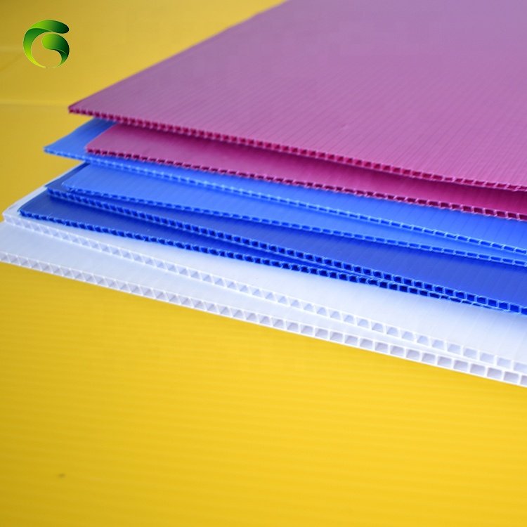 2 ply corrugated board 2mm and 2 colors pp corflute sheet