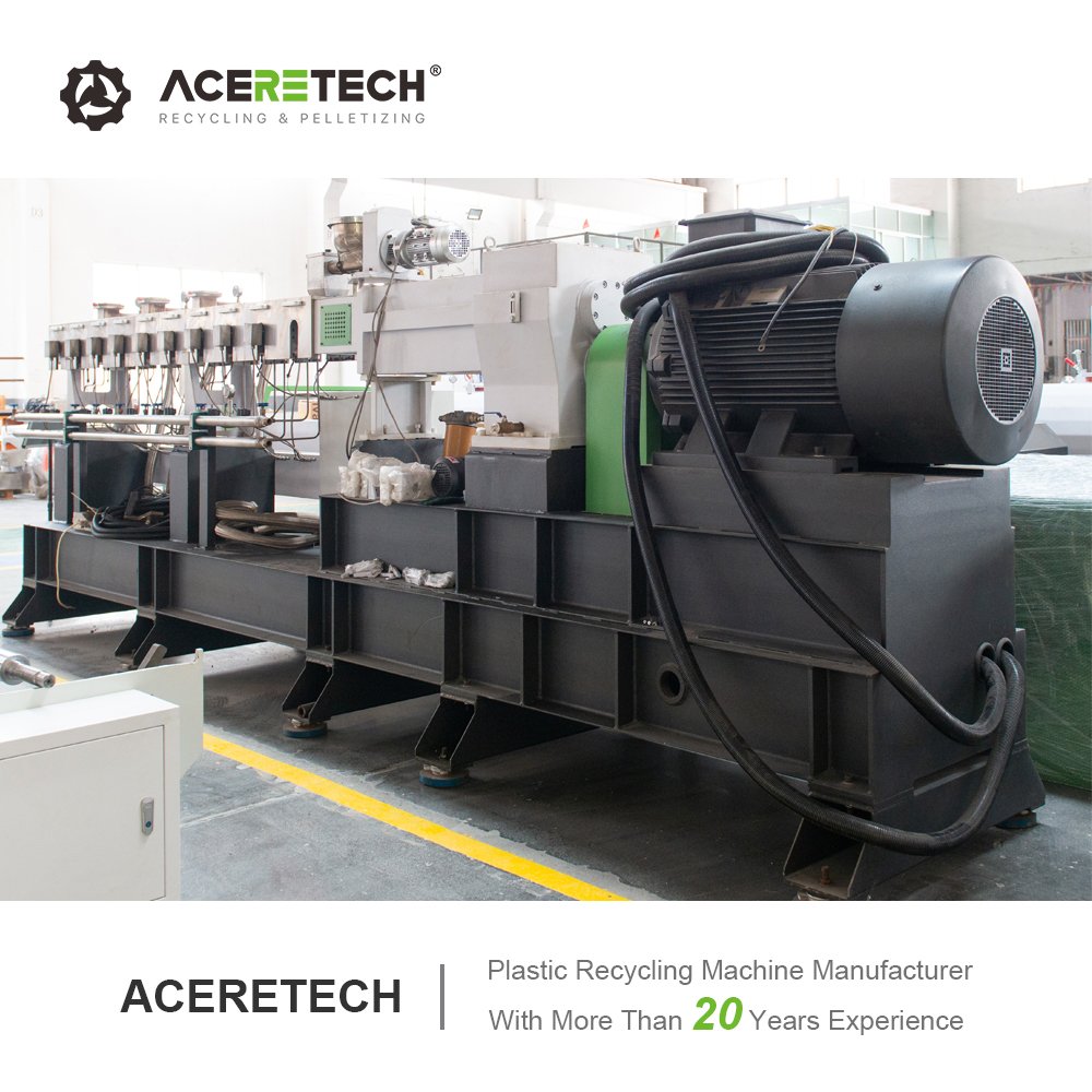 Double Screw Plastic Extruder PP/PE/PET/ABS/PC Flakes Recycling Machine For Plastic Pelletizer ATE