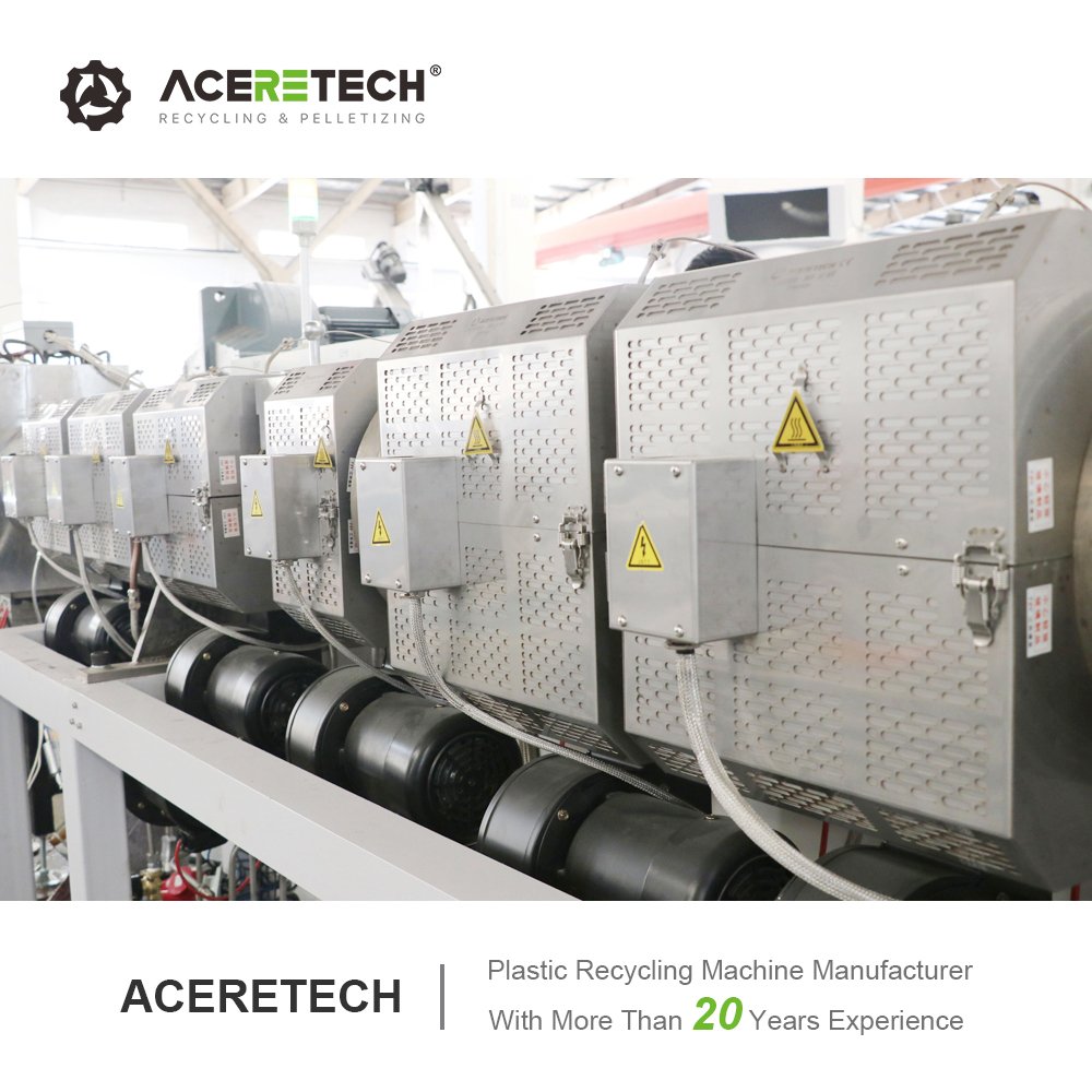 Double Screw Plastic Extruder PP/PE/PET/ABS/PC Flakes Recycling Machine For Plastic Pelletizer ATE