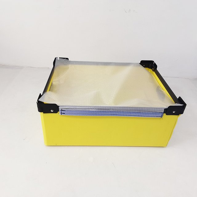 Customized Wholesale Folding PP Polypropylene Yellow Corrugated Plastic Mail Tote With Frame and Dust Cover