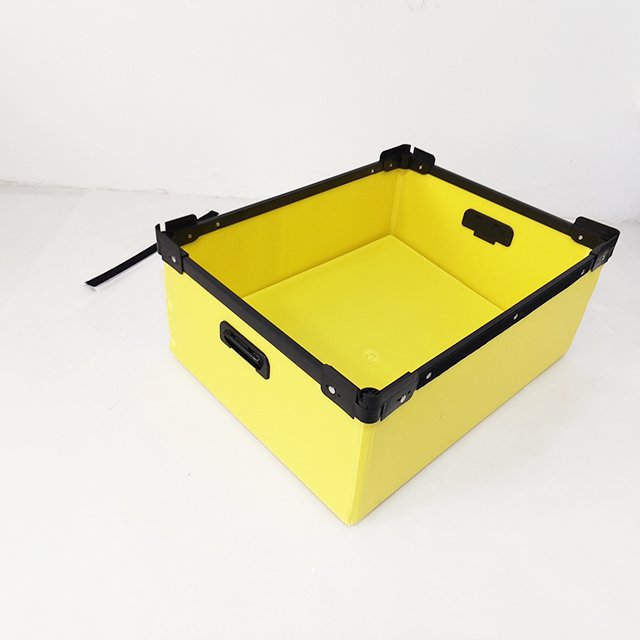 Customized Wholesale Folding PP Polypropylene Yellow Corrugated Plastic Mail Tote With Frame and Dust Cover