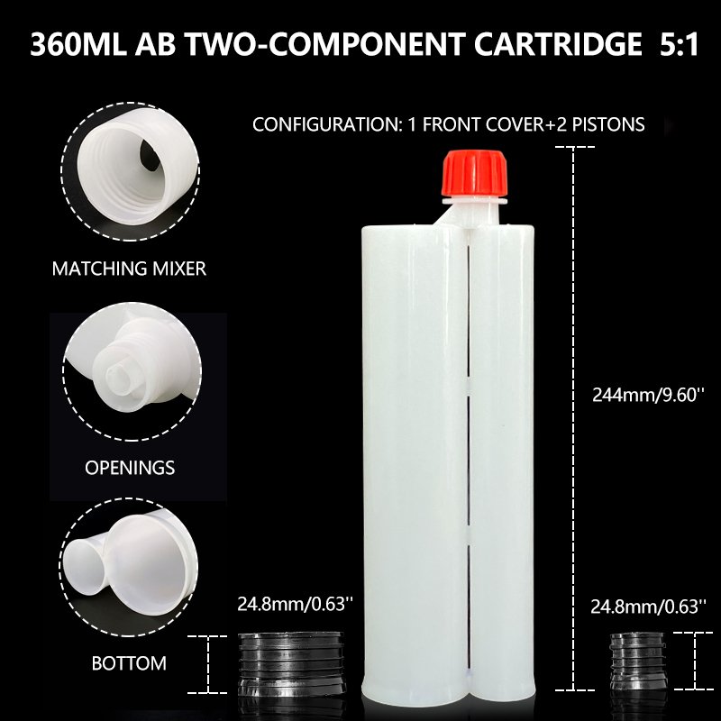 5:1 360ml empty silicone cartridge Epoxy Resin Adhesive Anchorage Glue plastic two-component ab glue cartridge