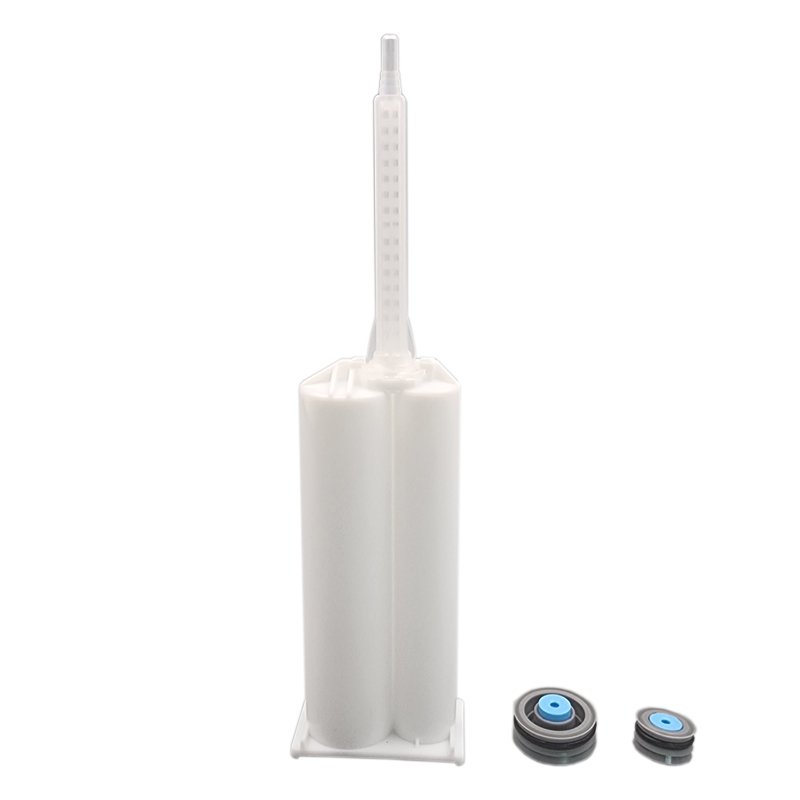 50ML 2:1 A PP White Plastic Double Dispenser Barrel Industrial Large Syringe Cartridge For AB Glue Dispensing