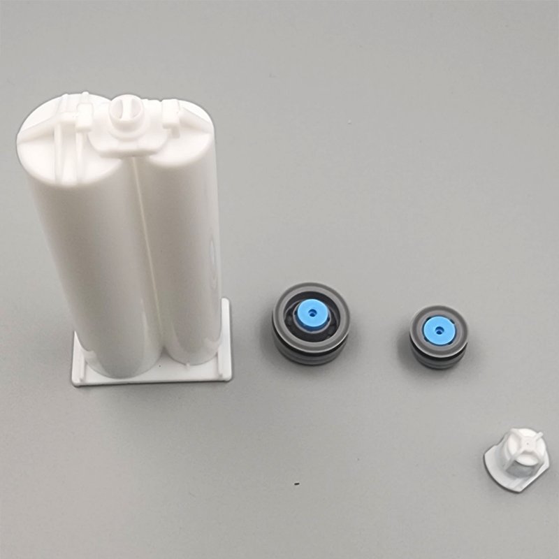50ML 2:1 A PP White Plastic Double Dispenser Barrel Industrial Large Syringe Cartridge For AB Glue Dispensing