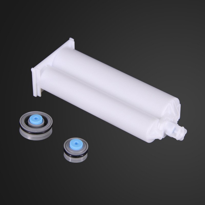 50ML 2:1 A PP White Plastic Double Dispenser Barrel Industrial Large Syringe Cartridge For AB Glue Dispensing