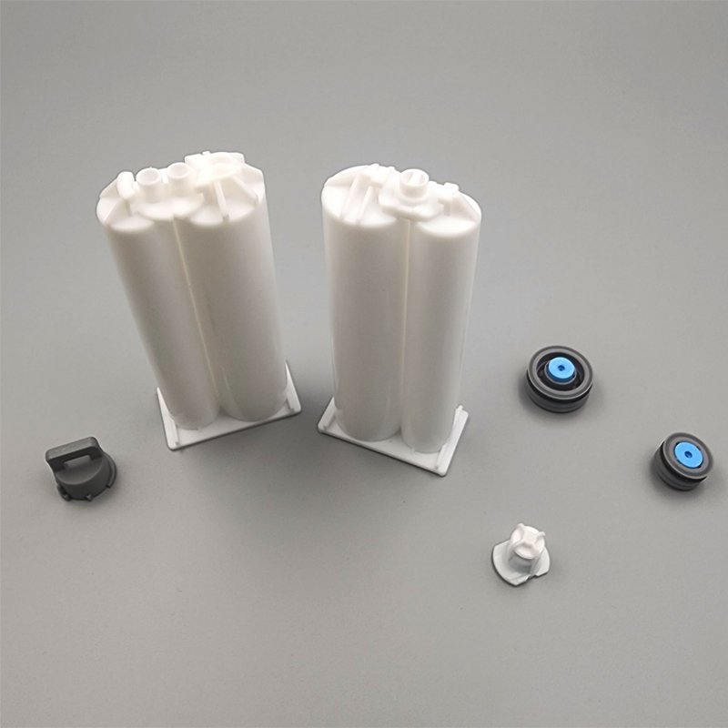 50ML 2:1 A PP White Plastic Double Dispenser Barrel Industrial Large Syringe Cartridge For AB Glue Dispensing