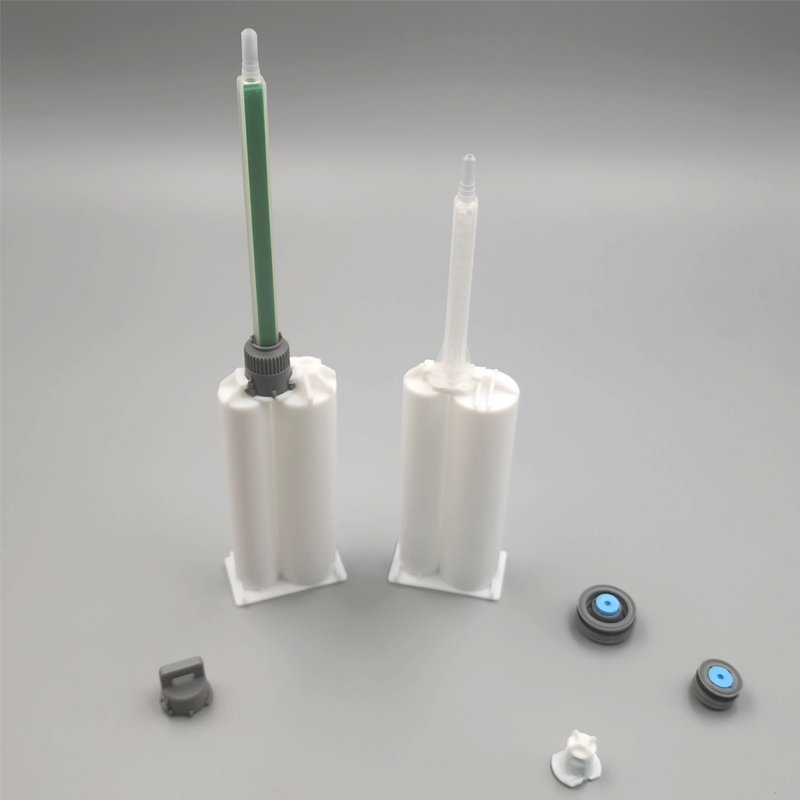 50ML 2:1 A PP White Plastic Double Dispenser Barrel Industrial Large Syringe Cartridge For AB Glue Dispensing