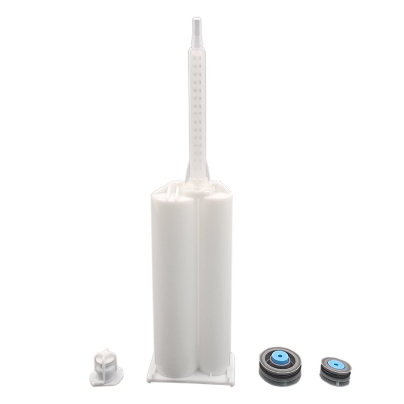 50ML 2:1 A PP White Plastic Double Dispenser Barrel Industrial Large Syringe Cartridge For AB Glue Dispensing