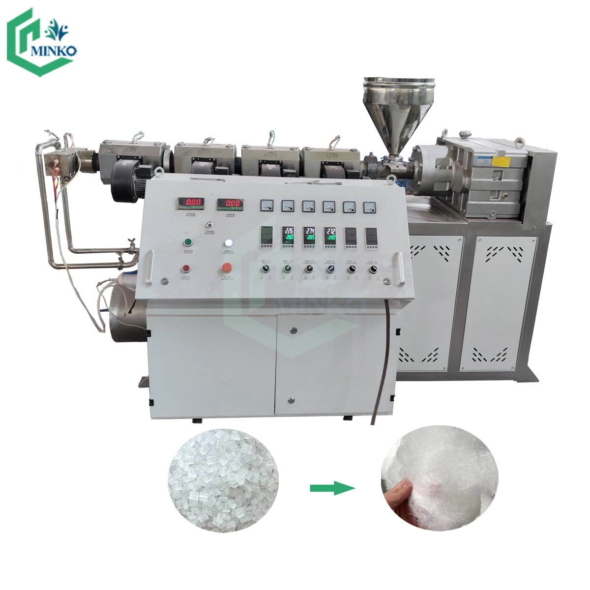 pp pet filament extruder twin screw extruder system for polyester fiber filling pillow cushion