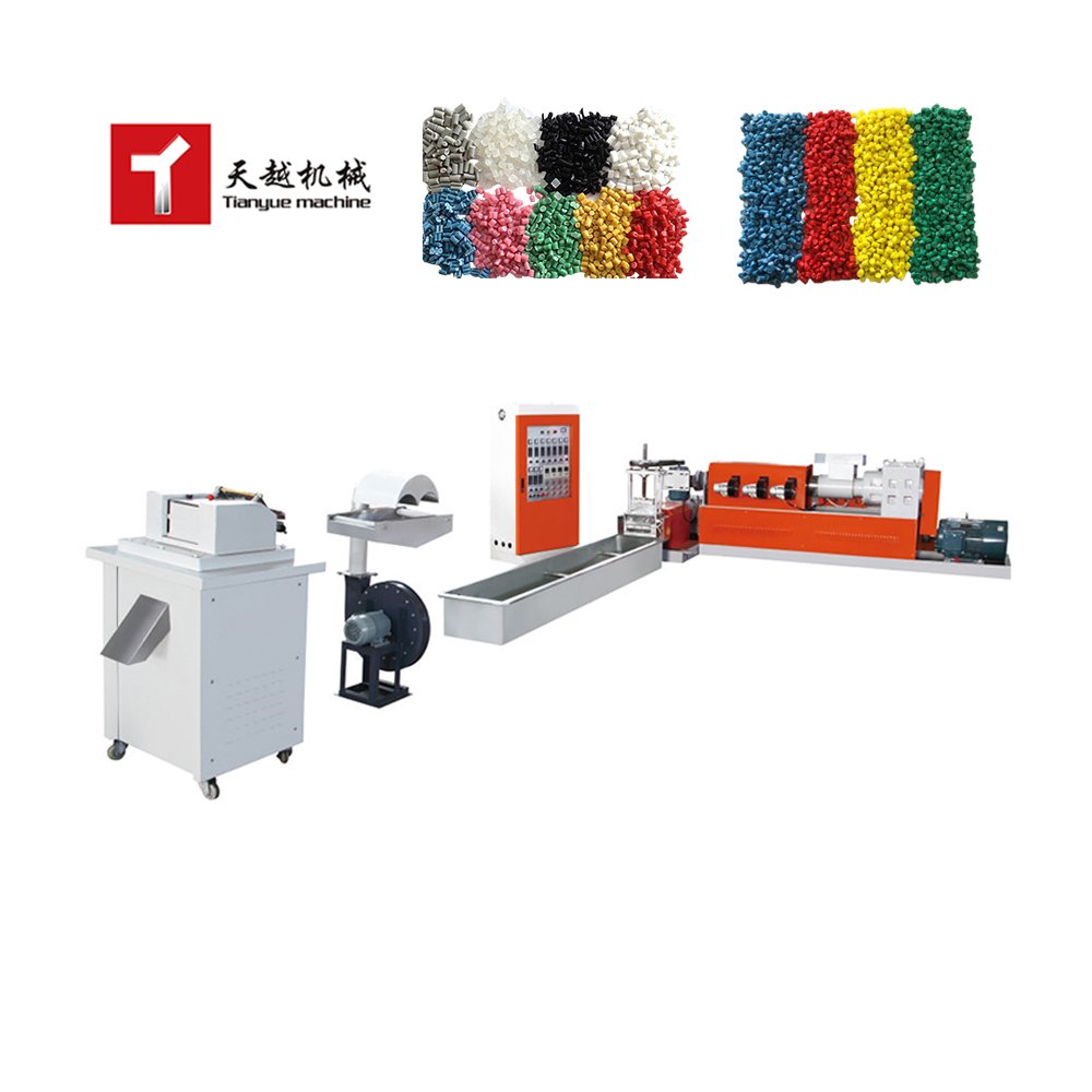 TIANYUE Doule Stage Pe Pp Woven Bags Waste Plastic Pelletizer Pvc Pellet Extruder Machine Granulating Equipment