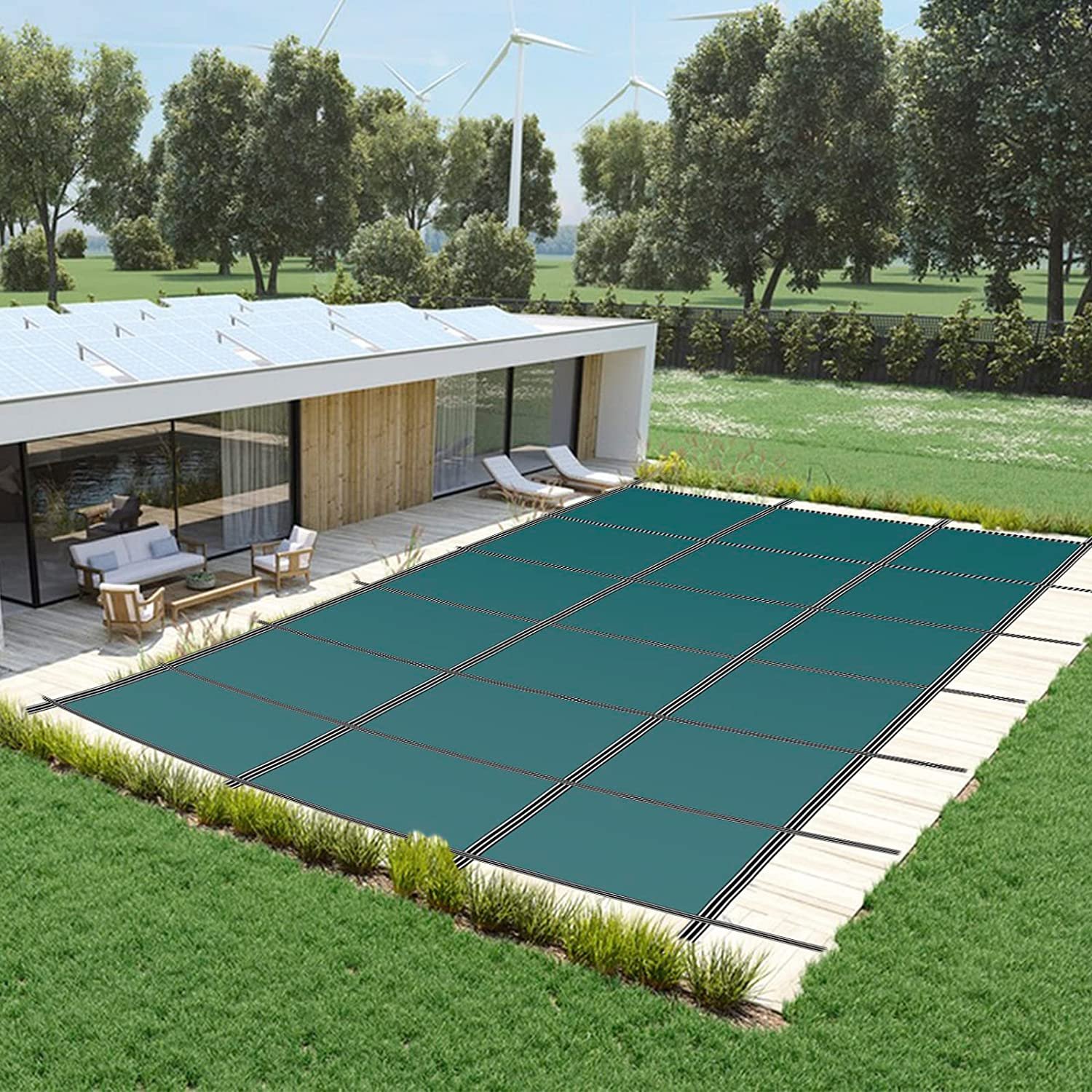100% PP Pool Cover Fabric Security Cover For In-ground Pool Safety Swimming Pool Cover