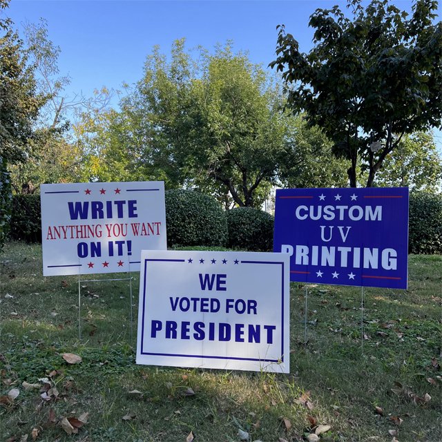 Free Sample 18*24 Inches PP corrugated board yard sign letters with stakes lawn sign