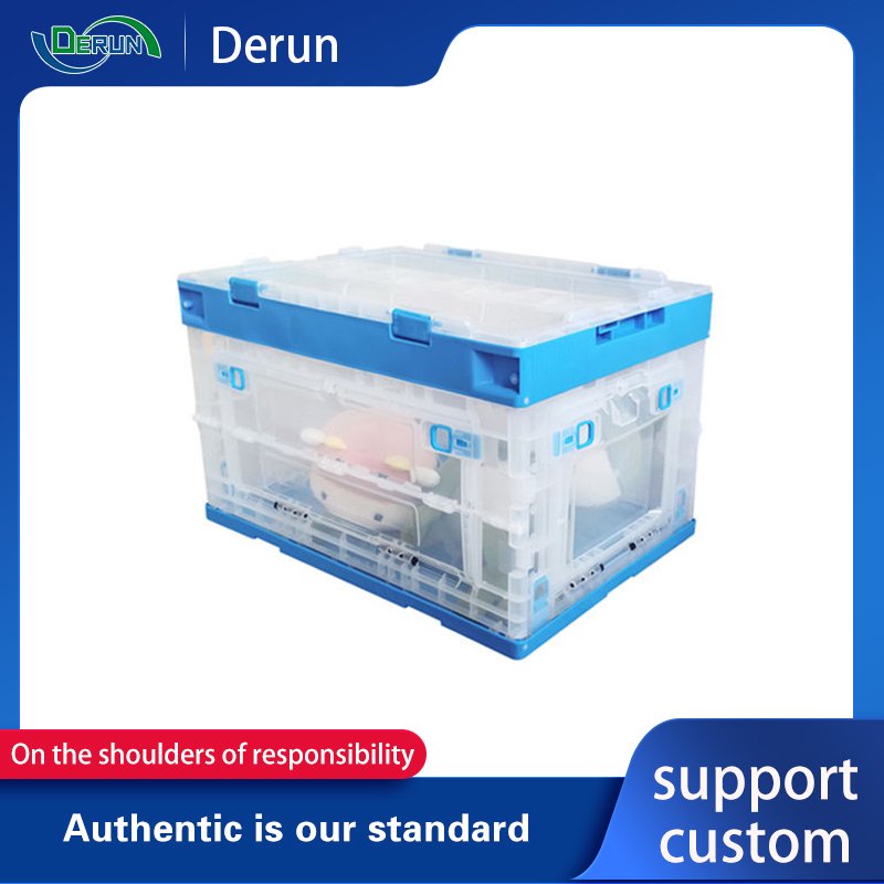 Warehouse Stacking PP Tote Attached lid crates plastic folding Storage stackable turnover box storage containers with lids