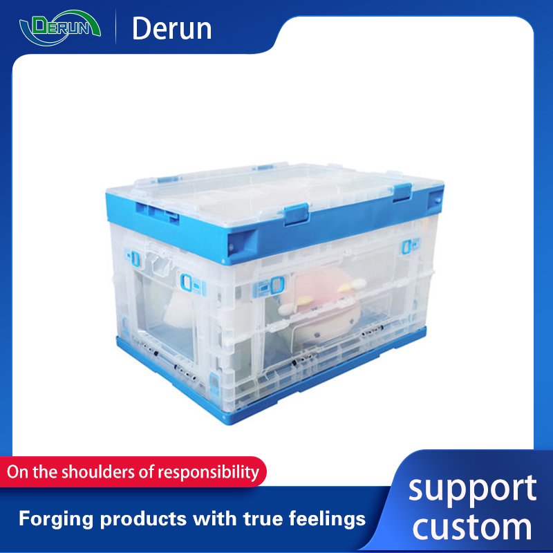 Warehouse Stacking PP Tote Attached lid crates plastic folding Storage stackable turnover box storage containers with lids