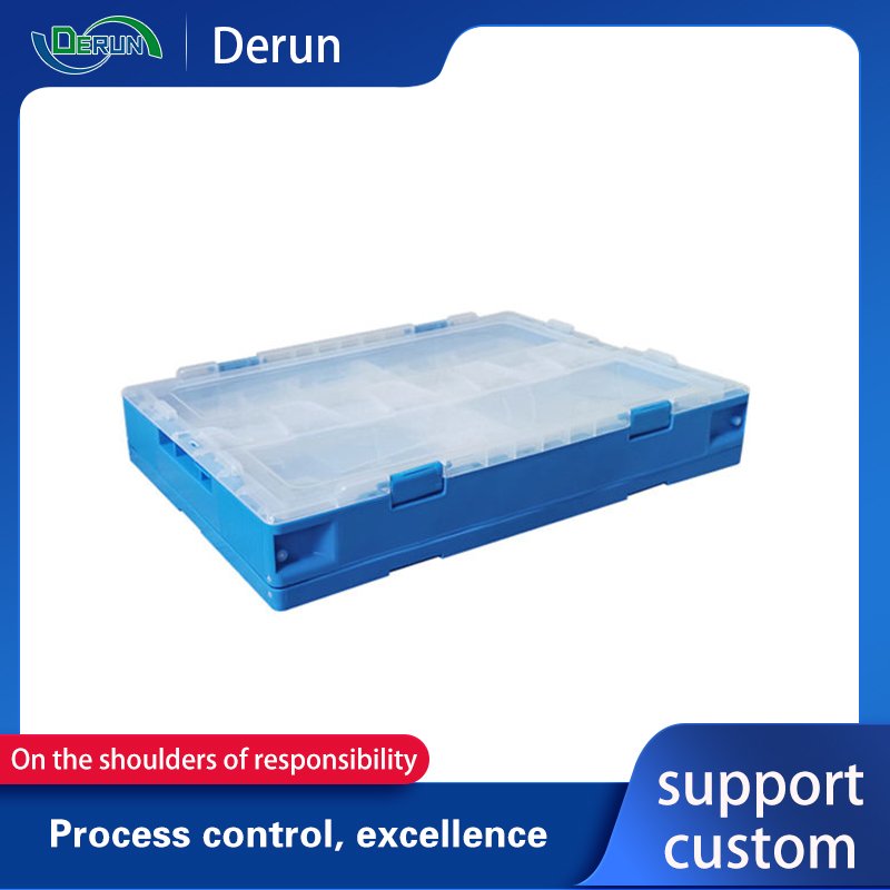 Warehouse Stacking PP Tote Attached lid crates plastic folding Storage stackable turnover box storage containers with lids