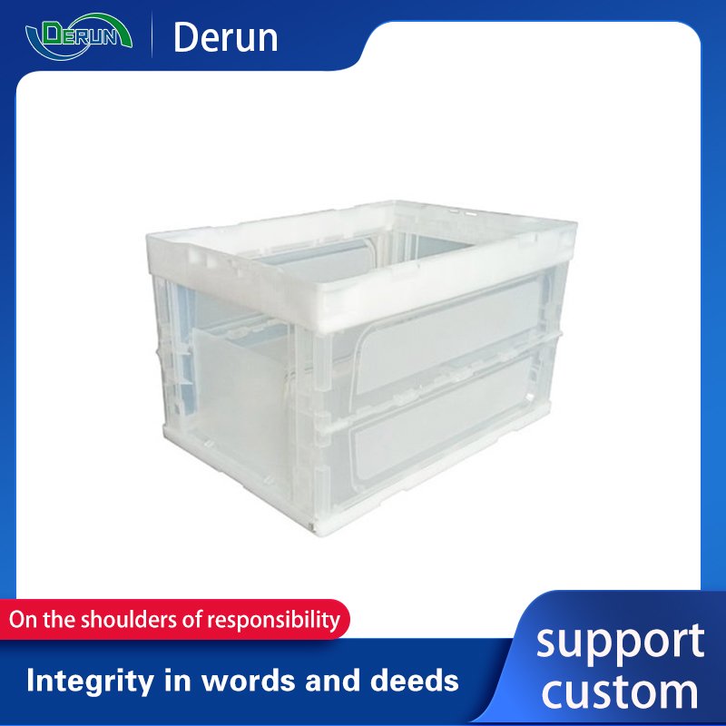 Warehouse Stacking PP Tote Attached lid crates plastic folding Storage stackable turnover box storage containers with lids