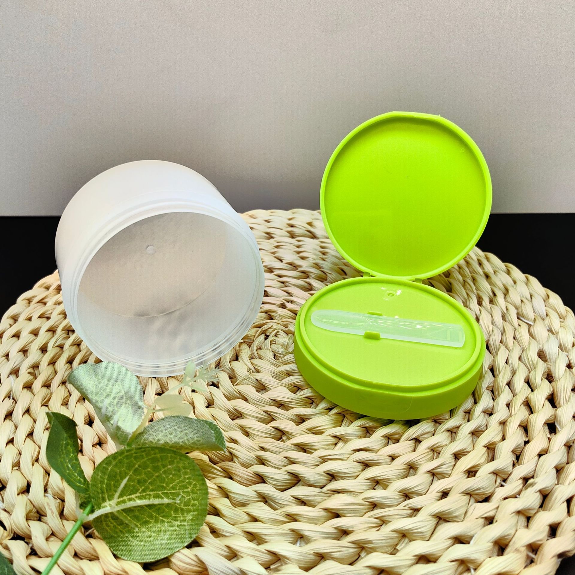 Green Double Layer Thickened Face Cream Jar With Lid Pp Frosted Cosmetic Jar