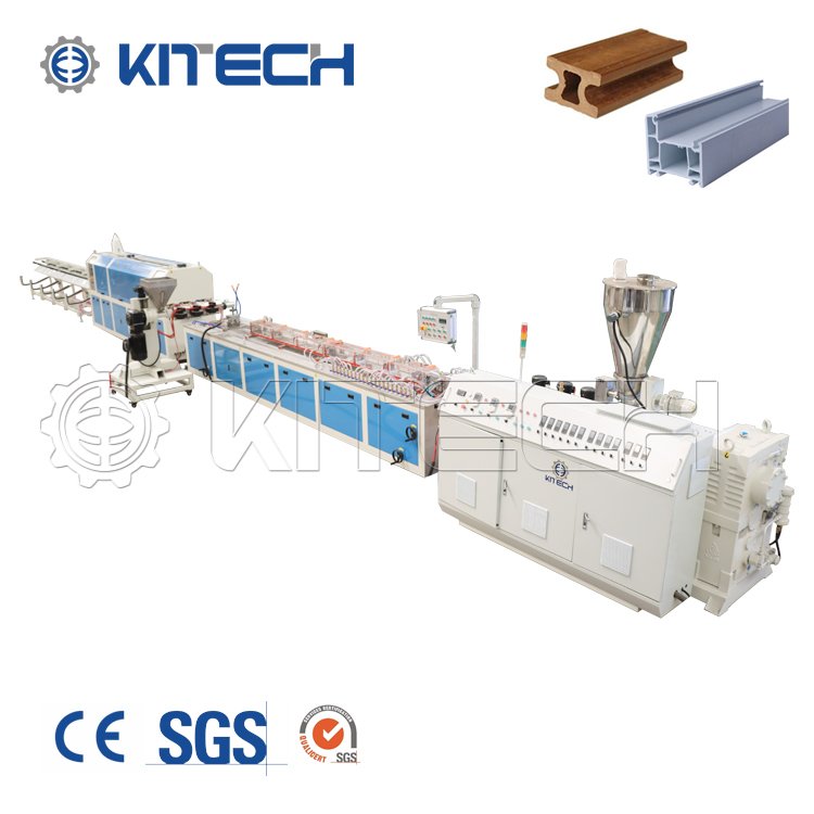 Recycled PP PE plastic and recycled wood rice husk powder WPC decking profile making extruder machine