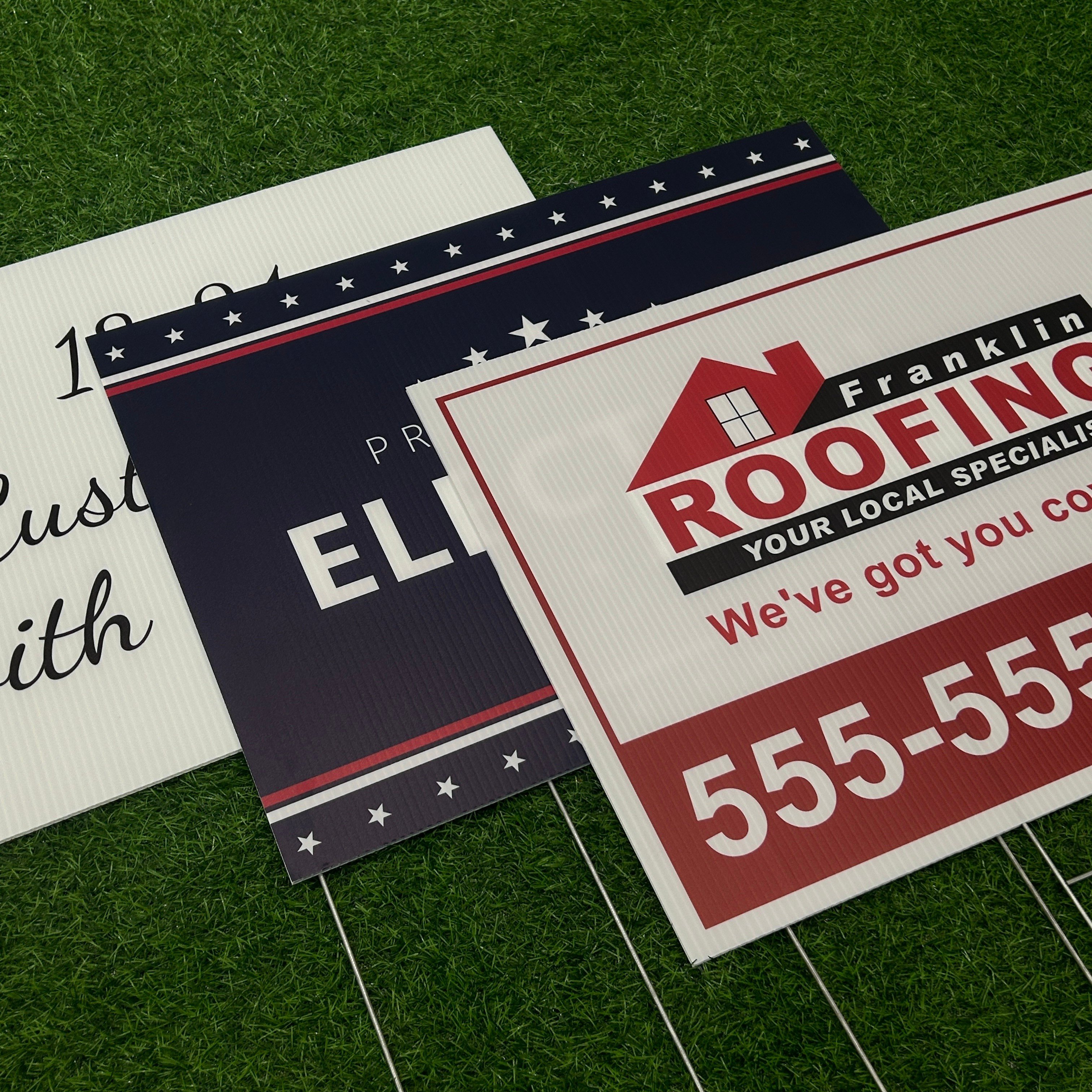 Fluted Yard Extruded Pp Corrugated Lawn Signs Yard Sign Plastic Letters with Stakes yard signs 18x24 with h-stakes