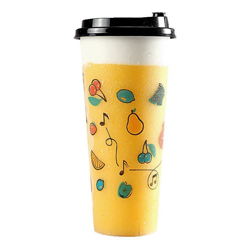 Custom Logo Injection Mold Disposable Thick Smoothie Pp Clear Transparent Plastic Bubble Boba Milk Tea Cup With Lid