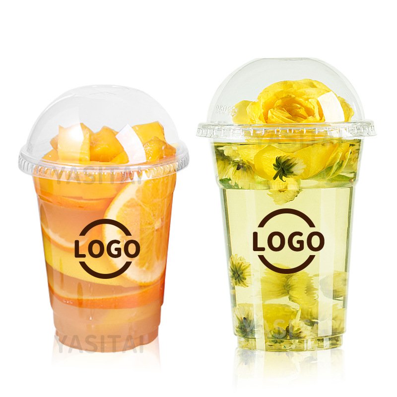 Custom Logo Injection Mold Disposable Thick Smoothie Pp Clear Transparent Plastic Bubble Boba Milk Tea Cup With Lid