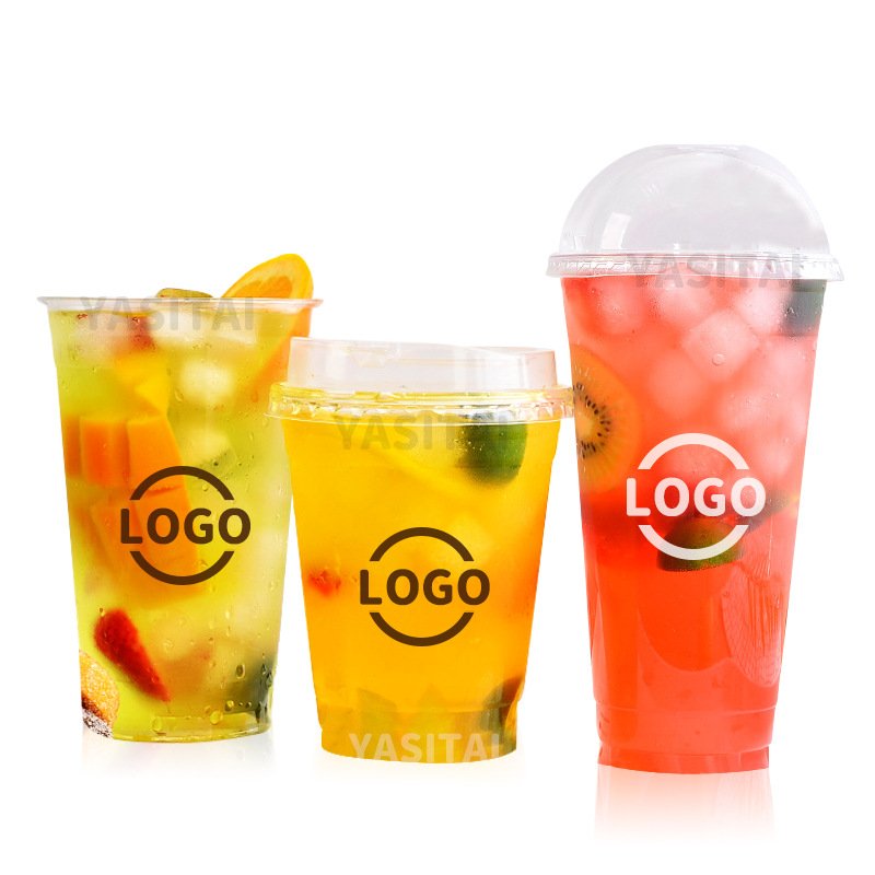 Custom Logo Injection Mold Disposable Thick Smoothie Pp Clear Transparent Plastic Bubble Boba Milk Tea Cup With Lid