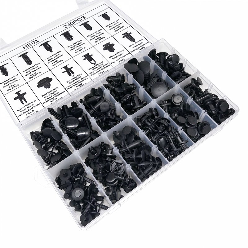 240Pcs/Set Universal Car Auto Body Plastic Push Pin Rivet Fasteners Trim Clip Car Repair Assortment Kit Automotive Clips