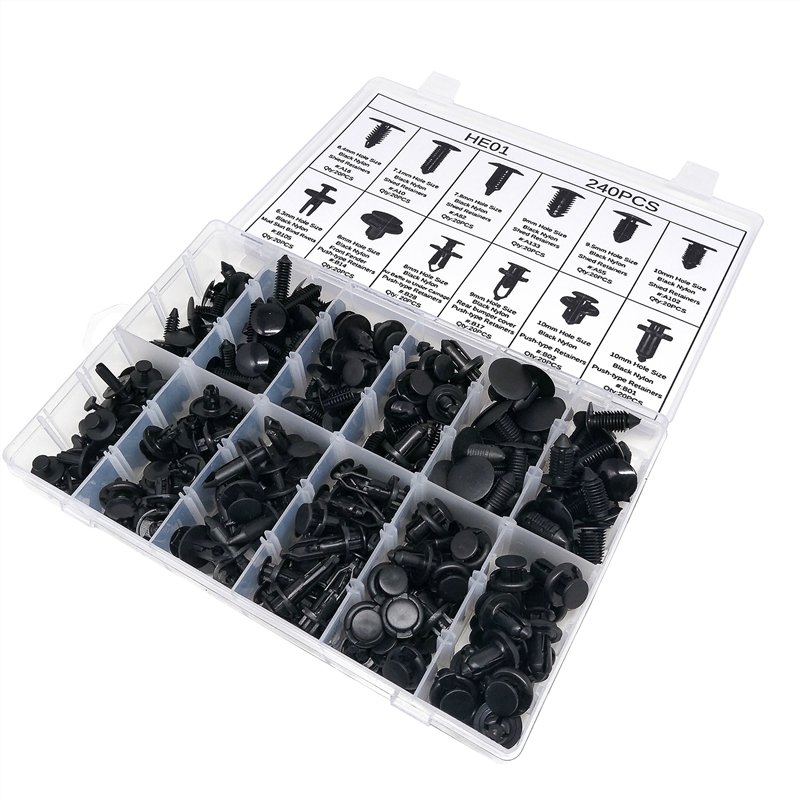 240Pcs/Set Universal Car Auto Body Plastic Push Pin Rivet Fasteners Trim Clip Car Repair Assortment Kit Automotive Clips