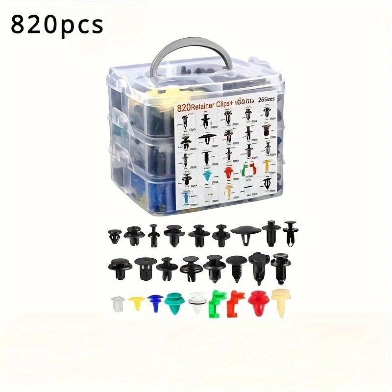 Universal Auto 820pcs Fixing Push Retainer Organizer Kit for Body Door Trim Fender Panel Plastic Bumper Sets Fasteners Car Clips
