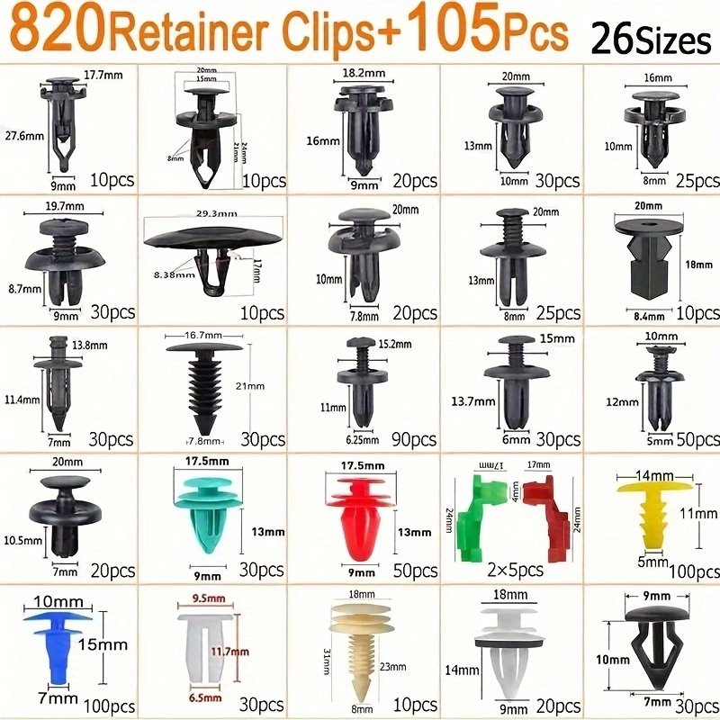 Universal Auto 820pcs Fixing Push Retainer Organizer Kit for Body Door Trim Fender Panel Plastic Bumper Sets Fasteners Car Clips
