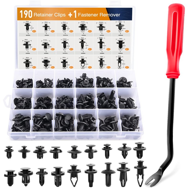 191Pcs Car Plastic Automotive Push Retainer Door Panel Trim Clips & Auto Body Fasteners Assortment Fender Rivet Bumper