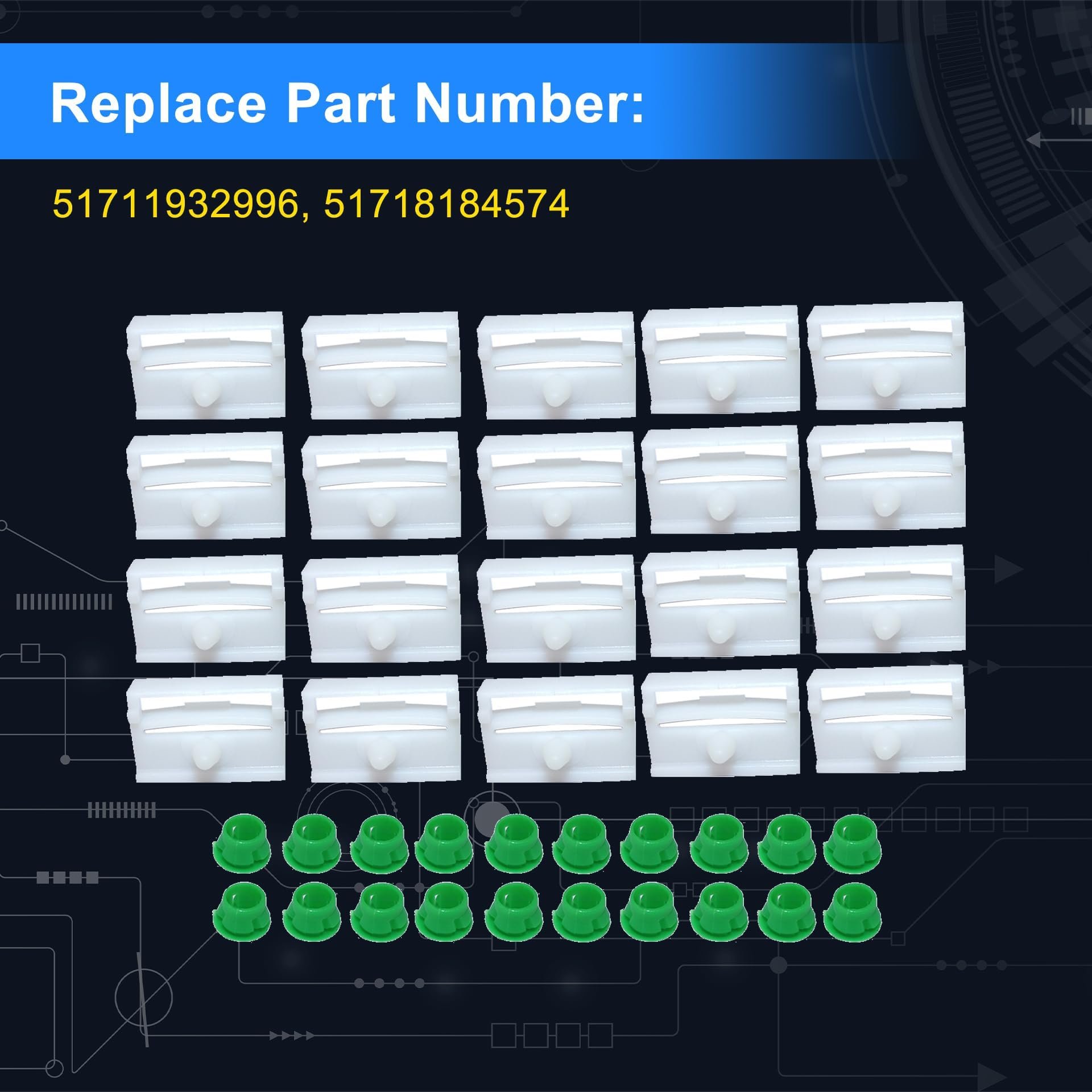 40PCS Side Sill Skirt Trim Moulding Clips Grommet Compatible for BMW E36 E46 E90 E91 3 USQQ Replacement 51711932996 51718184574