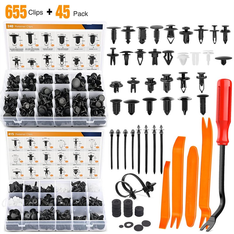Hot Sale 700Pcs Durable Auto Body Push Pin Nylon Rivet Kit Car Retainer Clips Plastic Fasteners