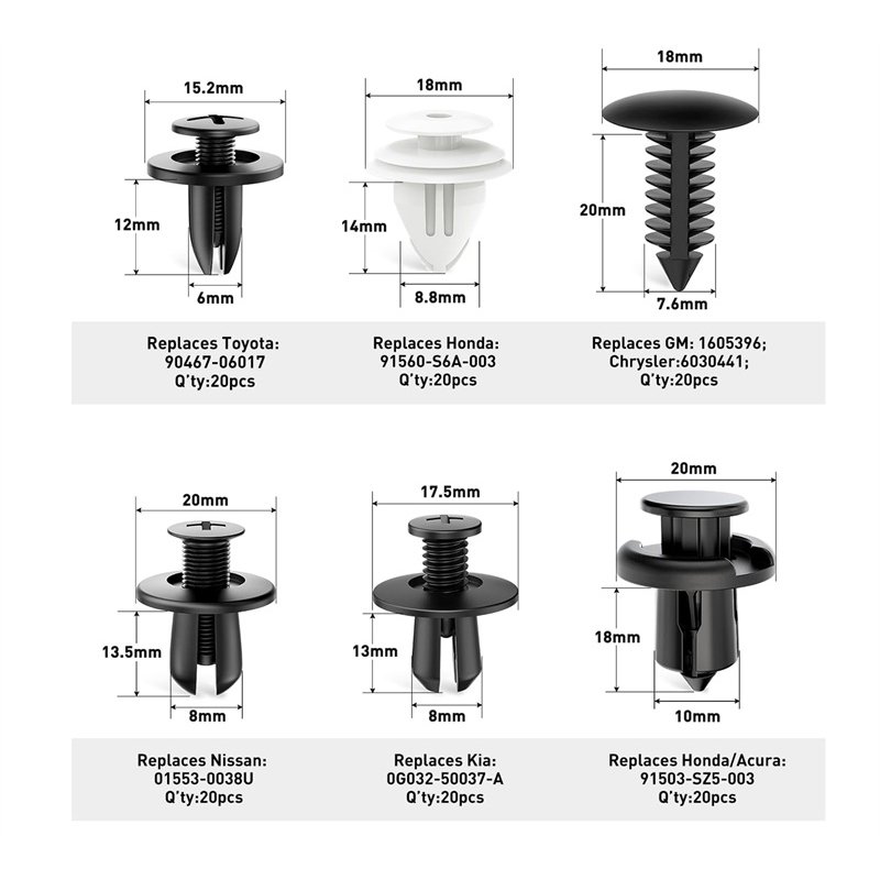 Factory Universal Automotive Plastic Push-Type Retainer Clips Fastener