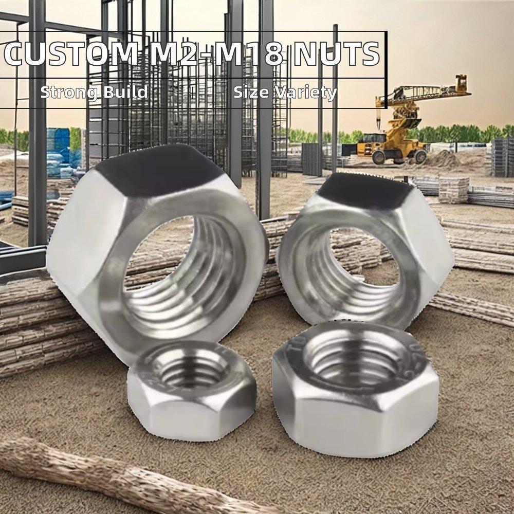 Factory Customized Hex Nut M2 M3 M4 M8 M10 M12 M14 M16 Stainless Steel 3/8 M18 304 Lock Nut Zinc Surface Fastening DIN934