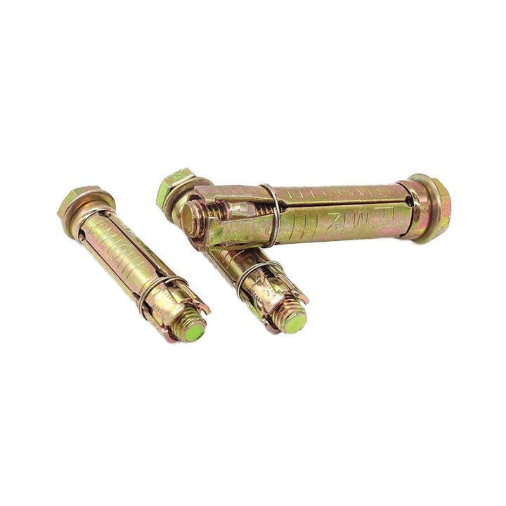 Yellow Zinc Plated Heavy Duty Shield Anchor Bolt 4PCS Expansion Fastener for Secure Fixing 3 or 4pcs Anchor Bolts