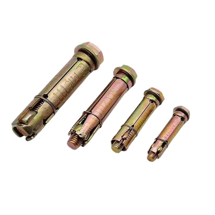Yellow Zinc Plated Heavy Duty Shield Anchor Bolt 4PCS Expansion Fastener for Secure Fixing 3 or 4pcs Anchor Bolts