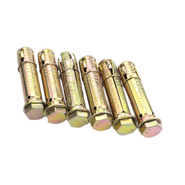 Yellow Zinc Plated Heavy Duty Shield Anchor Bolt 4PCS Expansion Fastener for Secure Fixing 3 or 4pcs Anchor Bolts