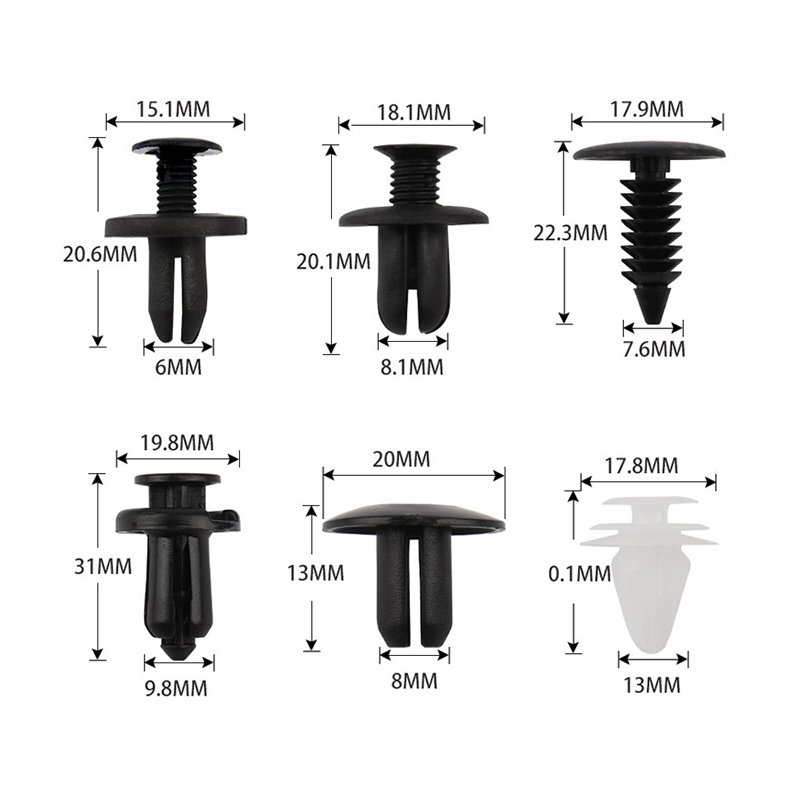 Custom 100pcs Black car retainer clip plastic auto panel clip car retainer clips